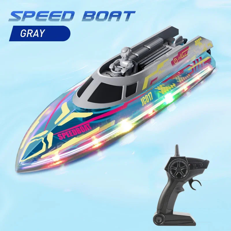 EZ 2.4G Remote Control Boat Children Toy Electric Stunt Speedboat with Lights High Speed RC Race Boat Yacht Electric Ship Water Toy