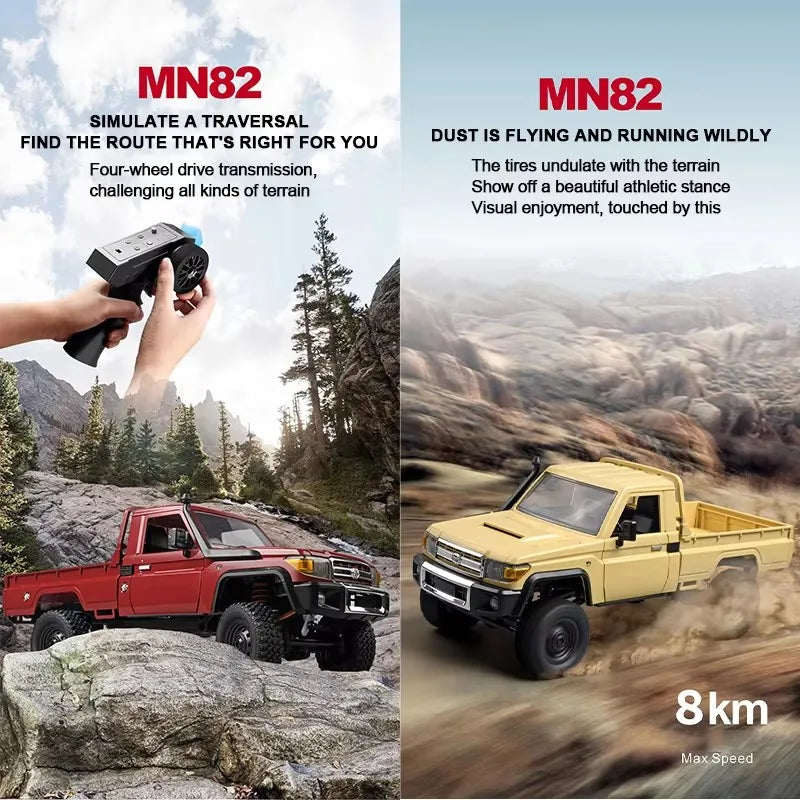 EZ MN82 MN82S LC79 1/12 4WD Full Scale RC Pickup Short Truck 2.4G Remote Control Climbing Off-road Car Toys for Kids Christmas Gift