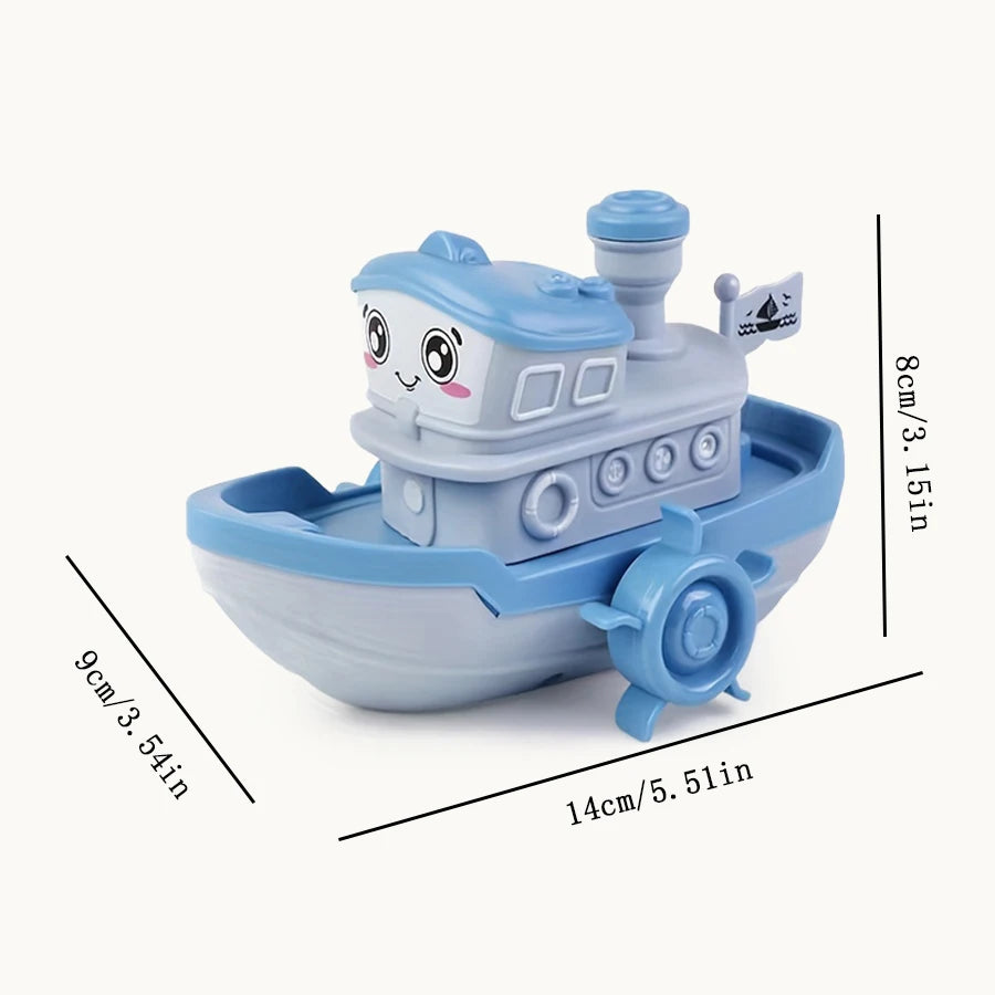 EZ 1PC Wind-up Steamer Bath Toy, Funny Windup Steamship Tub Toy Steamboat Water Toy Clockwork Boat Pool Toy For Baby Bath Toys
