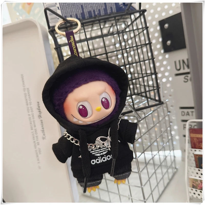 EZ 15/17cm Labubu V1 V2 Doll Clothing Fashion Hoodie and Pants Set Korean Idol Trendy DIY Doll Clothing Accessories Toy Gift
