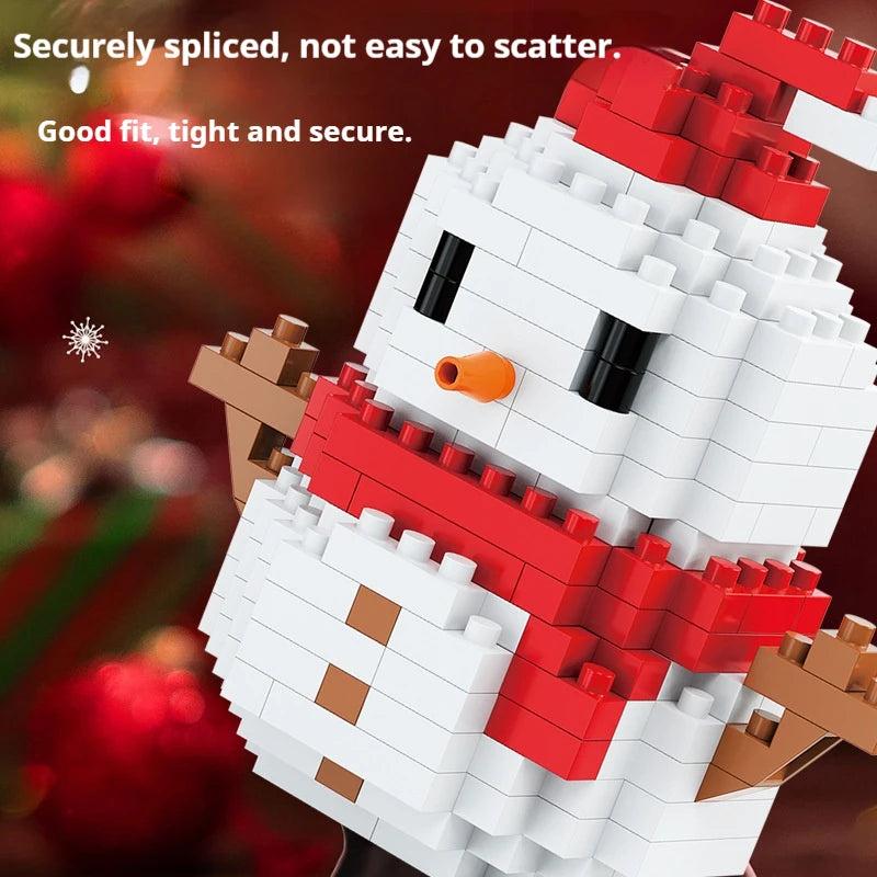 EZ Christmas Gifts Micro Building Block DIY Domino Game Santa Claus Reindeer Holiday Puzzle Assembling Bricks Table Decoration Toys