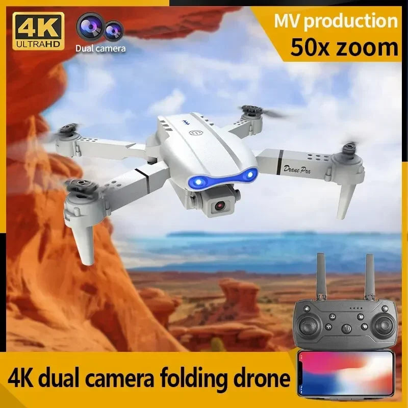 EZ 2024 E99Pro RC Drone 4K Professinal With 1080P Wide Angle HD Camera Foldable Helicopter WIFI FPV Height Hold Gift Toy