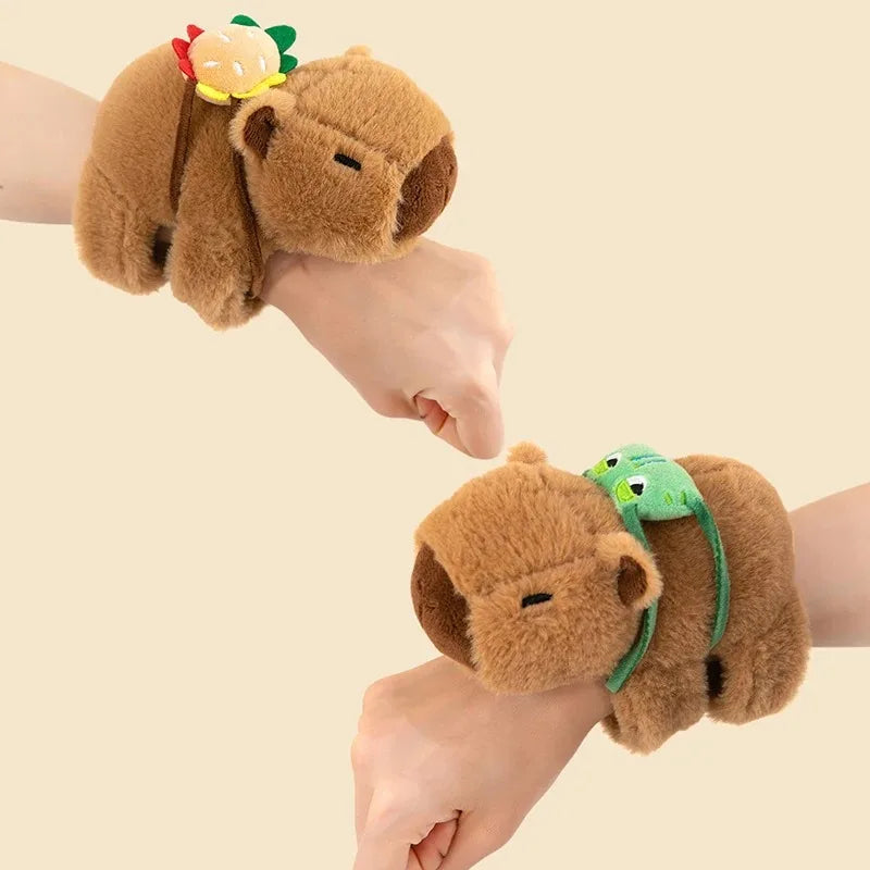 EZ Lovely Capybara Animal Slap Snap Wrap Wristband Bracelet Plush Stuffed Animal Kawaii Capybara Hand Ring Wristband Kid Funny Toys
