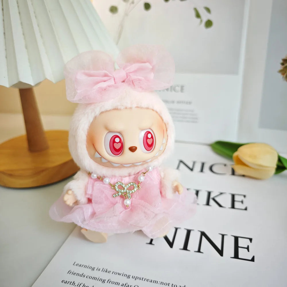 EZ For 17cm Labubu V2 V1 Purple Dress Doll Clothes Outfit Accessories Idol Doll Clothing for Kid Gift Labubu Ropa