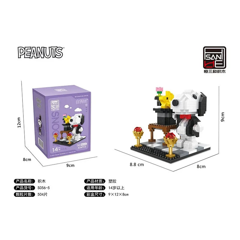 EZ Snoopy Diamond Building Blocks Assembly Street View Model Character Scene Dog Mini Bricks Figure Toys For Christmas Gifts