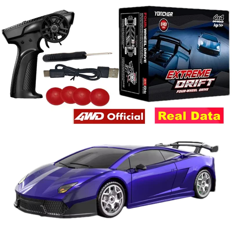 EZ 4WD Drift Racing Car 1/64 or 1/43 Mini Remote Controlled High Speed Car Radio Electric Competition Toy Gift For Kids Boys Adults