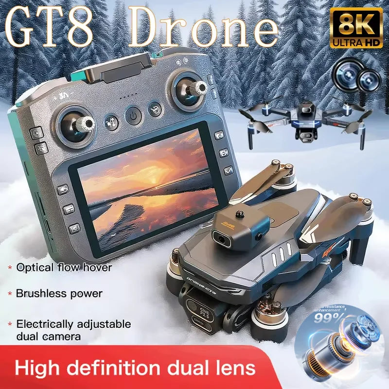 EZ GT8 Drone 8K HD Dual Cameras FPV 5G WiFi GPS Brushless Motor Intelligen Obstacle Avoidance Foldable Quadcopter Toy Gift RC 3000M
