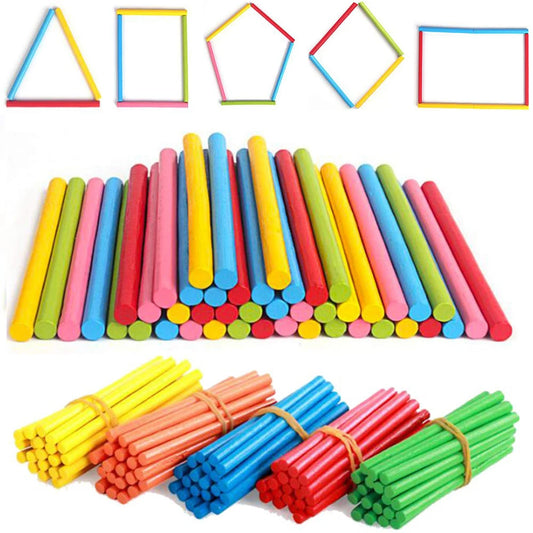 EZ 100pcs Colorful Bamboo Counting Sticks Mathematics Montessori Teaching Aids Counting Rod Kids Preschool Math Learning Toy Gift