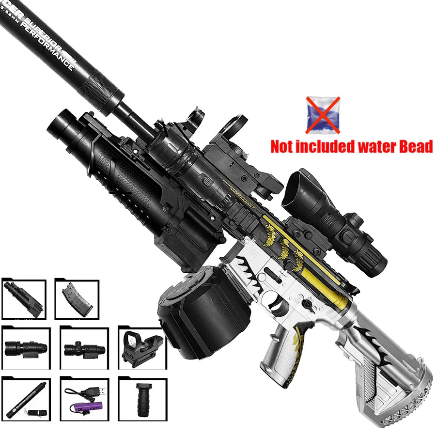 EZ The New M416 Electric Burst Toy Gun Without Gel Ball Can Be Manually and Can Be Electric with Fully Equipped with Flashlight Infrared Boy Toy Game