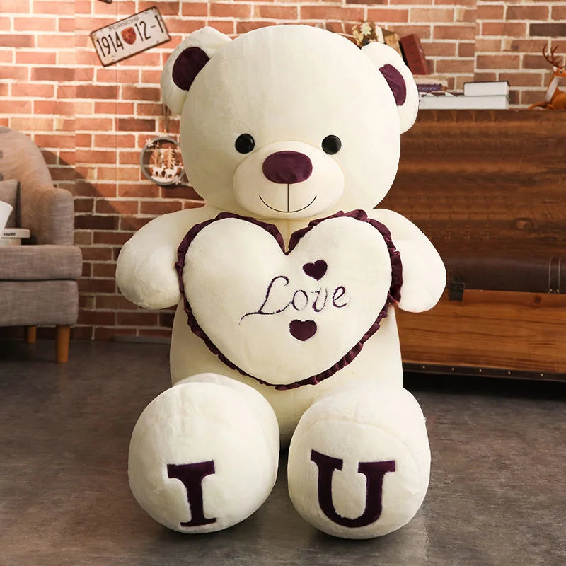 EZ 100cm Big I LOVE YOU Bear Plush Toy Lovely Huge Stuffed Soft Bear Doll Lover Bear Kids Toy Birthday Gift For Girlfriends