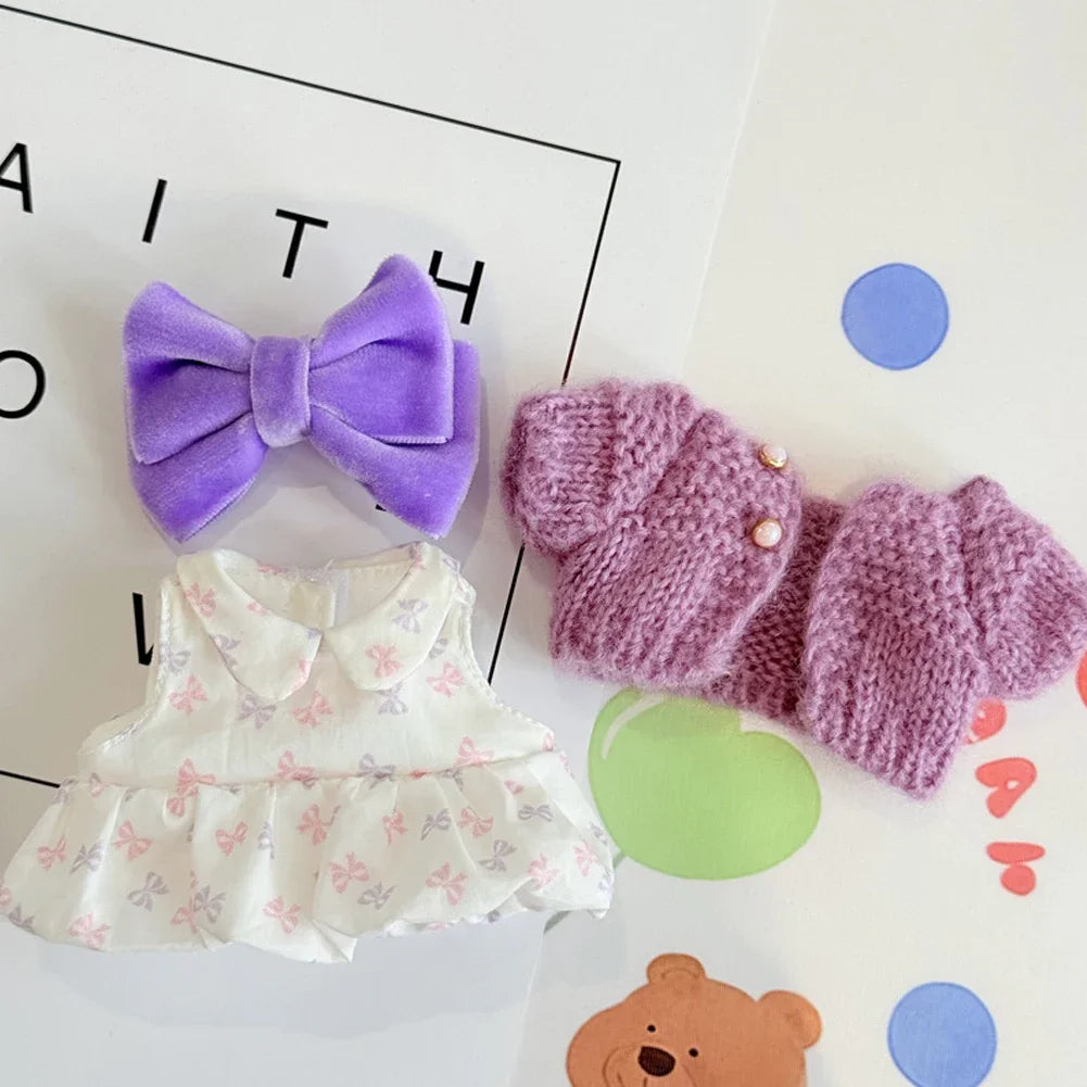 EZ For Labubu 3.0 Big into Energy Series Clothes  Labubu red checkered dress Purple sweater cardigan Labubu Clothing