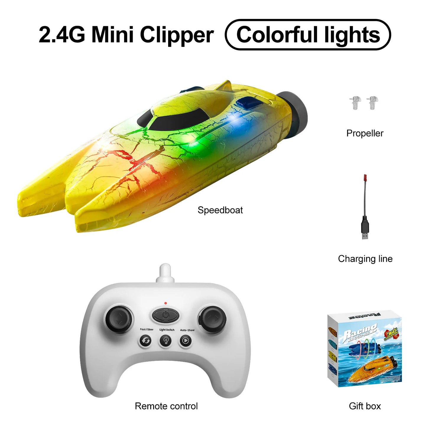EZ Mini Remote Controlled Boat Rc Stunt Boats 360 Degree Radio Remote Controlled Ship with Led Light Pool Water Toy Pool Toys Boys