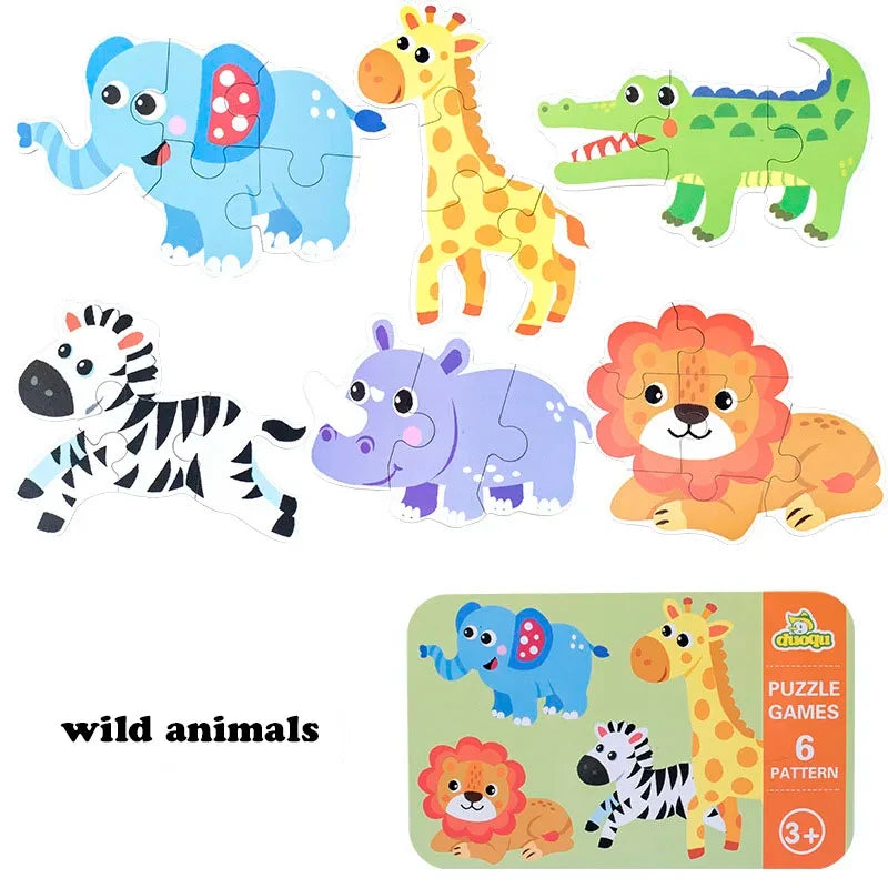 EZ Baby Puzzle Montessori Educational Toys Wood 3D Puzzle Games Iron Box children Puzzles Jigsaw Wooden Puzzles For Kids 2 3 4 Year