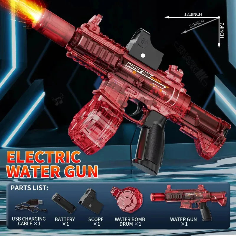 EZ New M416 Electric Water Gun With light Sprays Flame Effect Continuously High-pressure High-speed Powerful Outdoor Water Gun Toys