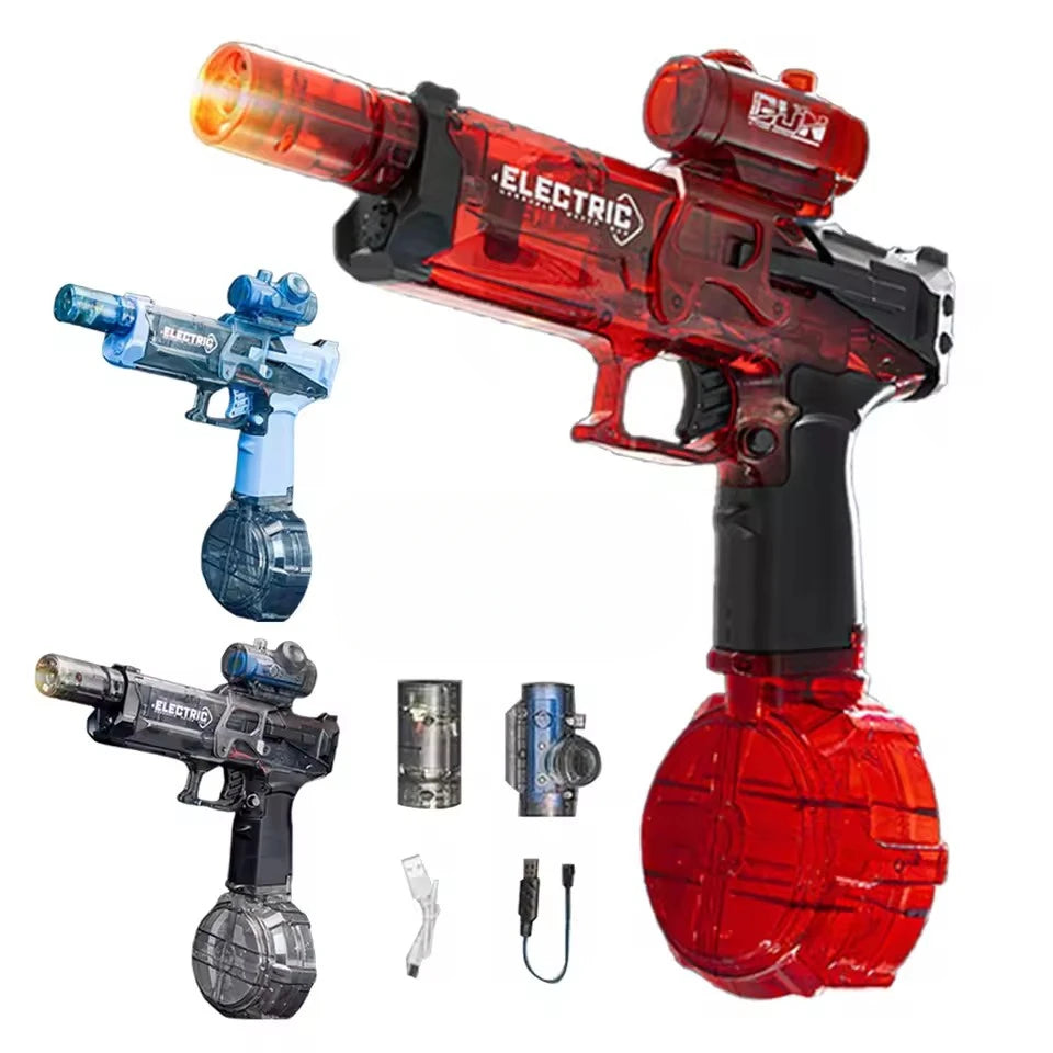 EZ Battle Electric Water Guns，with Gun Muzzle Flame High Capacity Squirt Guns Summer Outdoor Beach Toy for Adult（blue、gray and Red）