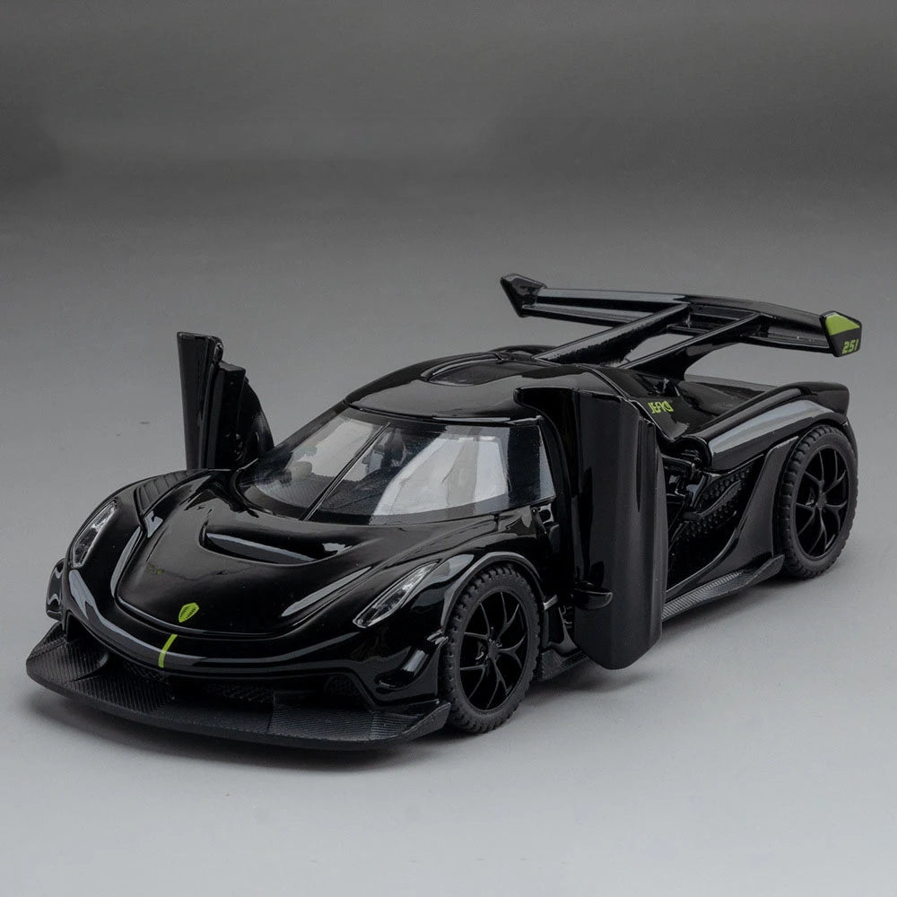 EZ Scale 1:32 KNSG Jesko Car Model Toy Alloy Body Rubber Tires Diecast Supercar Models Doors Opened Sound Light Kids Toys Gifts