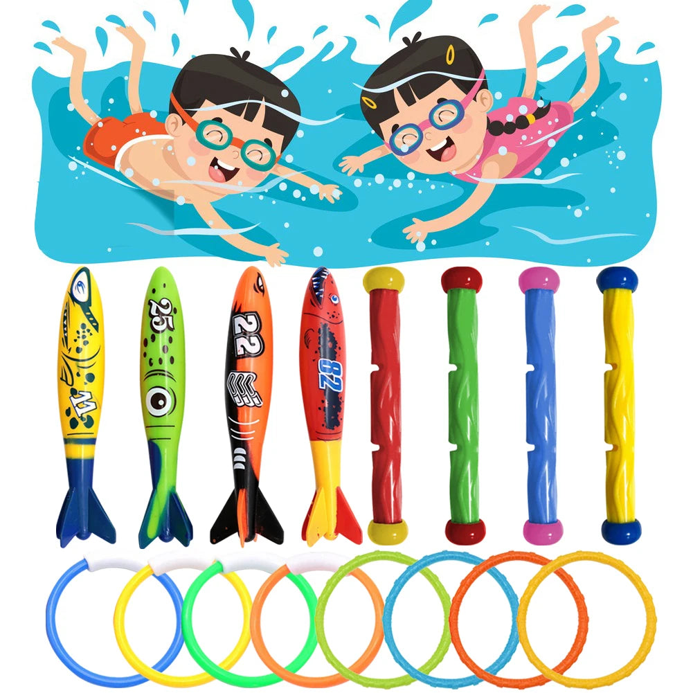EZ 4Pcs Summer Pool Diving Toys Multicolor Underwater Diving Toys Creative Throwing Dive Water Toy Swimming Pool Accessories