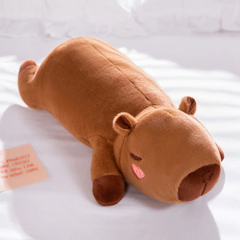EZ 60cm-100cm Kawaii Cartoon Giant Strip Capybara Plush Doll Pillow Lying Brown Orange Wings Creative Capybara Plush Toy Home Decor