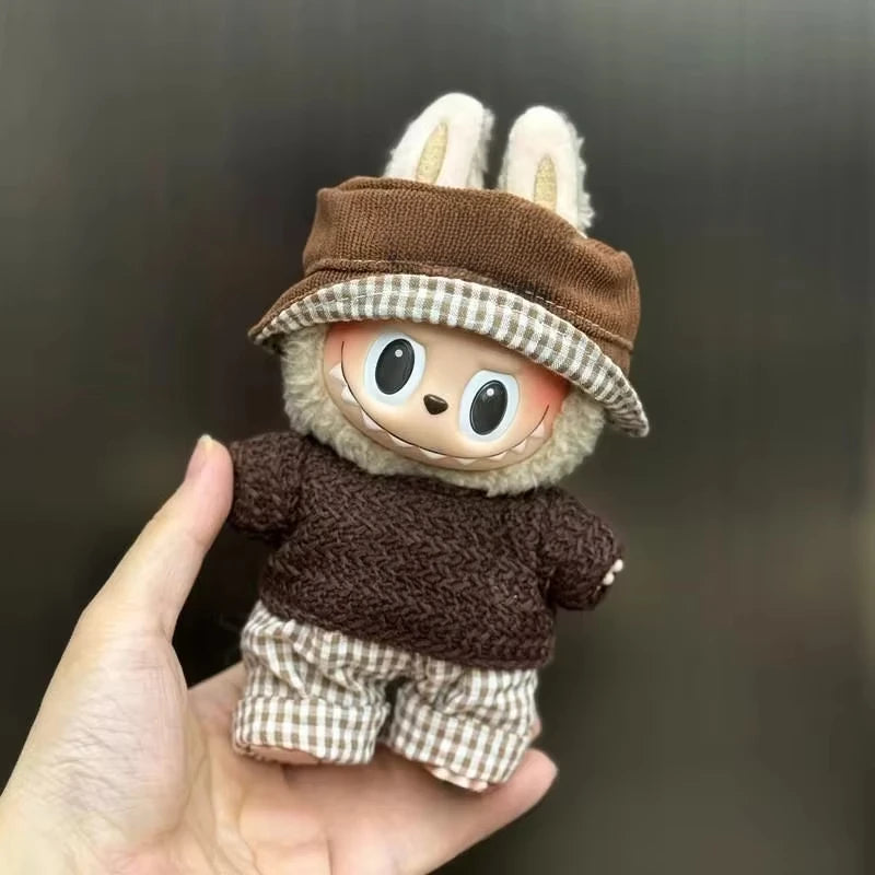EZ Mini Plush Doll'S Clothes Outfit Accessories For Korea Kpop Exo 15-17cm Labubu Idol Overalls set Clothing Gift