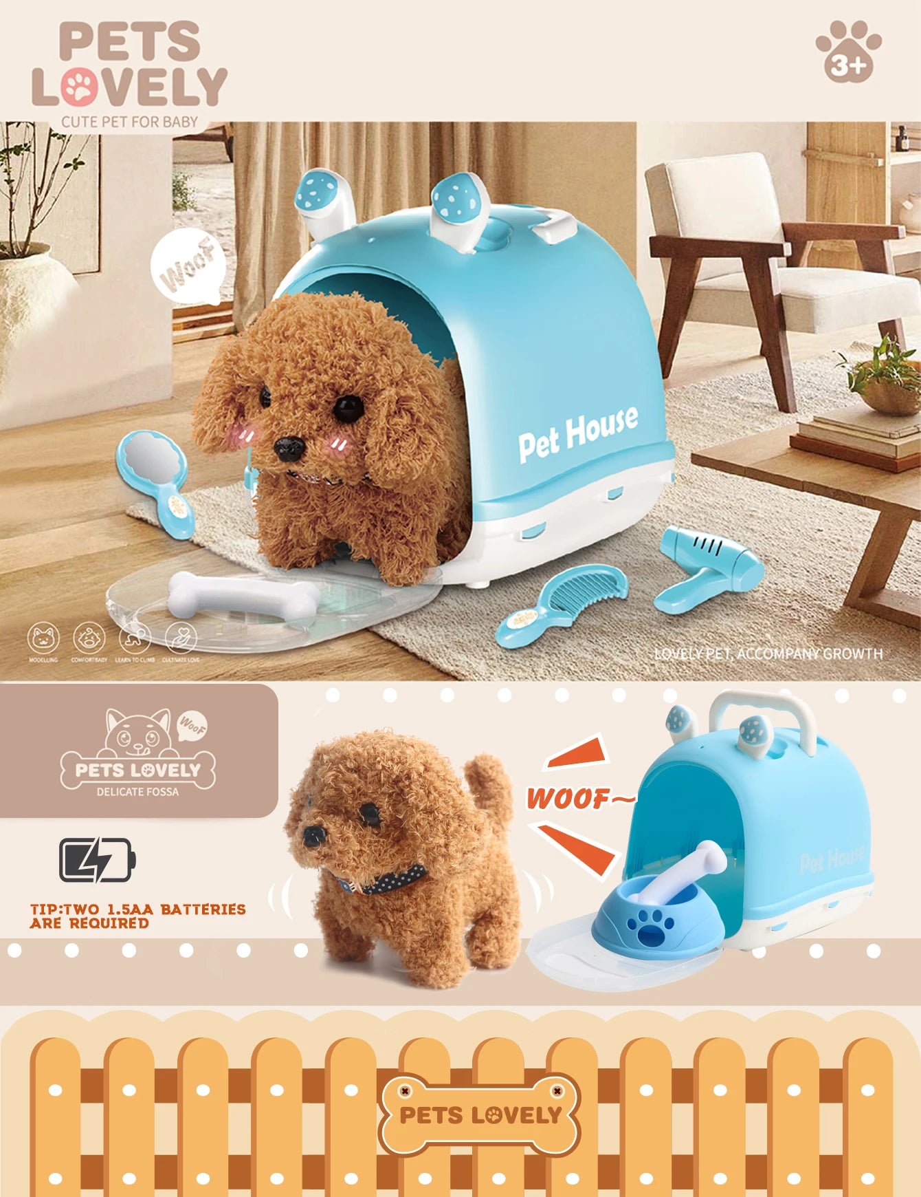 EZ Plush Toy Puppy / Bunny Electronic Interactive Toys - Walking, Barking, Wagging Tail, Kids Toddler Companion Animals.