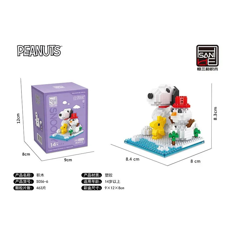 EZ Snoopy Diamond Building Blocks Assembly Street View Model Character Scene Dog Mini Bricks Figure Toys For Christmas Gifts