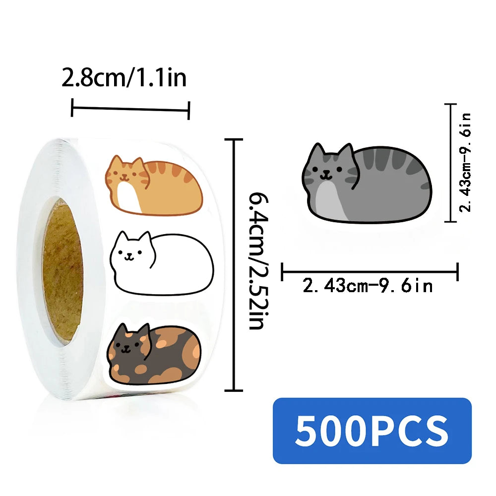 EZ 500PCS Kawaii Cartoon Cat Tuo Tuo Roll Stickers Skateboard Laptop Luggage Skateboard Phone Gift Waterproof Phone Cute Sticker ﻿