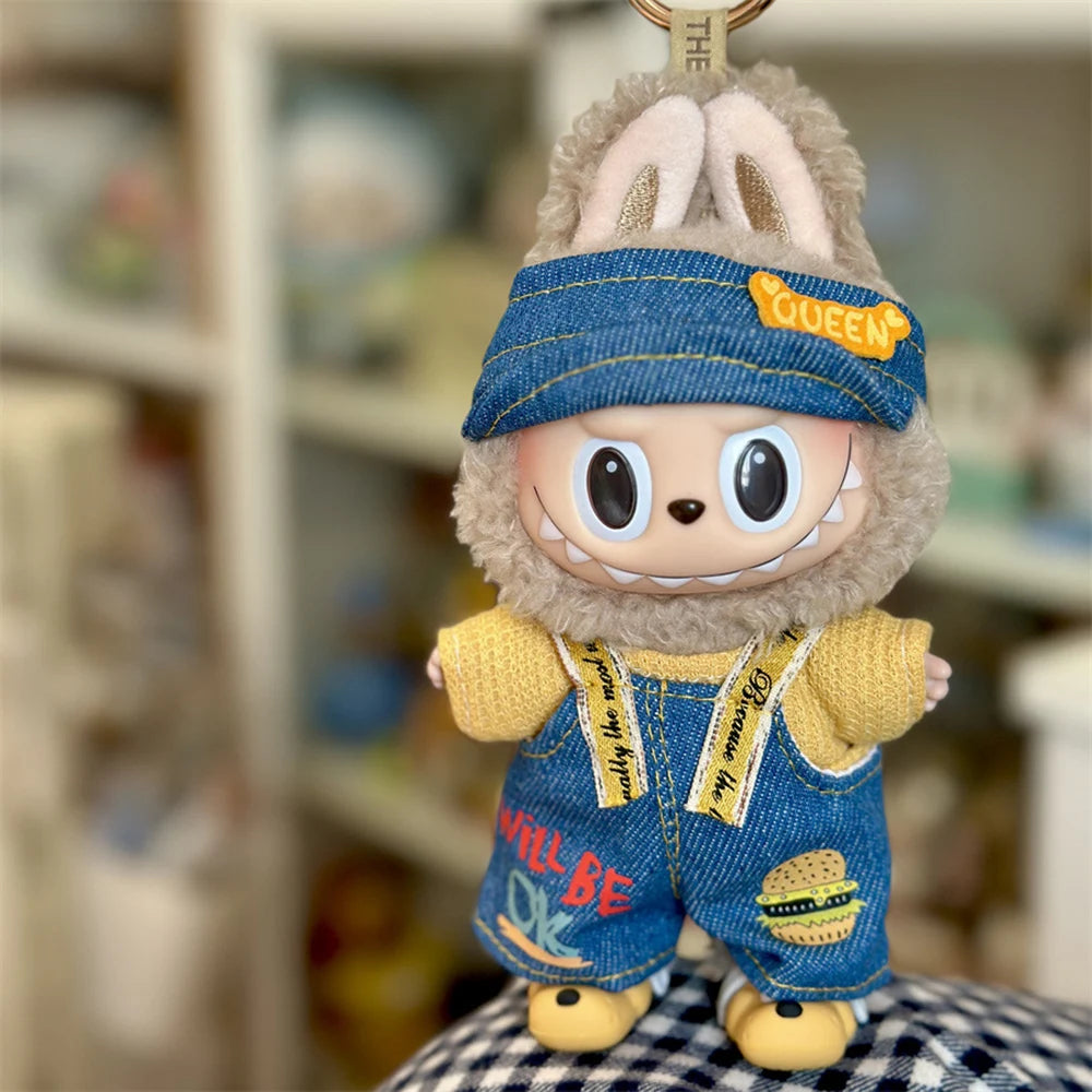 EZ 17cm Labubu Plush Doll Skirt - Cute Skirt Set Clothes Strap Pants Clothing Set Suitable for DIY Clothing Accessories Gifts