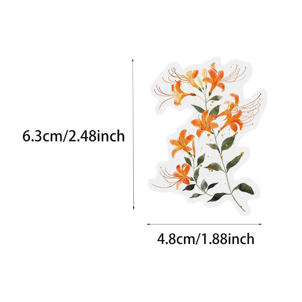 EZ 50/300PCS Ink Flower Sticker Pack Waterproof Transparent PET Brochure Flower Material Decorative Guitar Notebook Stickers
