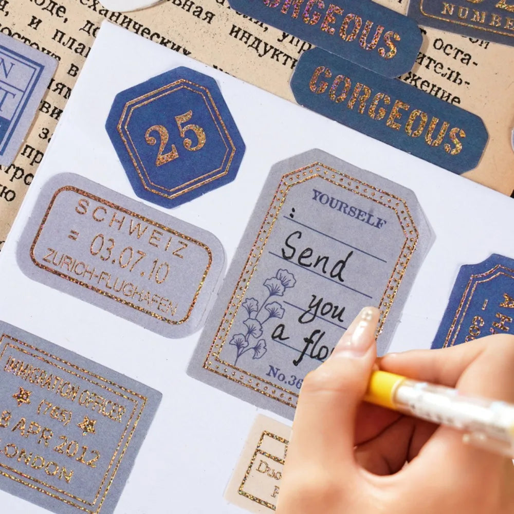EZ Mr. Paper Light Retro Label Box Stickers Writable Sealing Sticker Decoration Handbook Stickers Aesthetic Stationery 40pcs/box