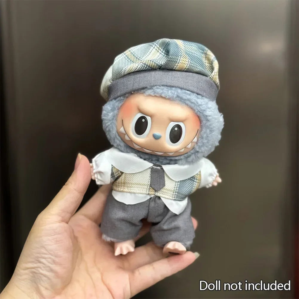 EZ Mini Plush Doll'S Clothes Outfit Accessories For Korea Kpop Exo 15-17cm Labubu Idol Overalls set Clothing Gift