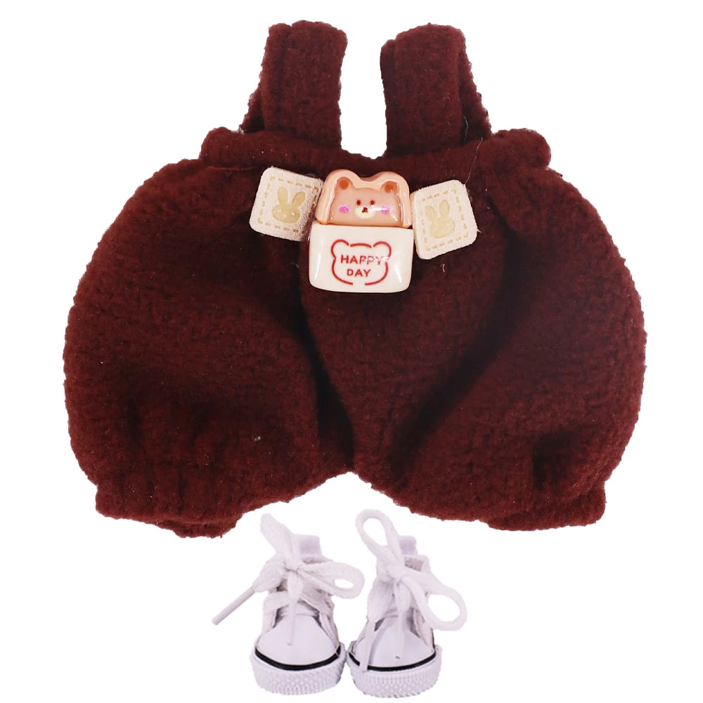 EZ Doll Pants+Doll Shoes For labubu 17cm Plush Doll Clothes Accessories Girl's Toys Birthday Present