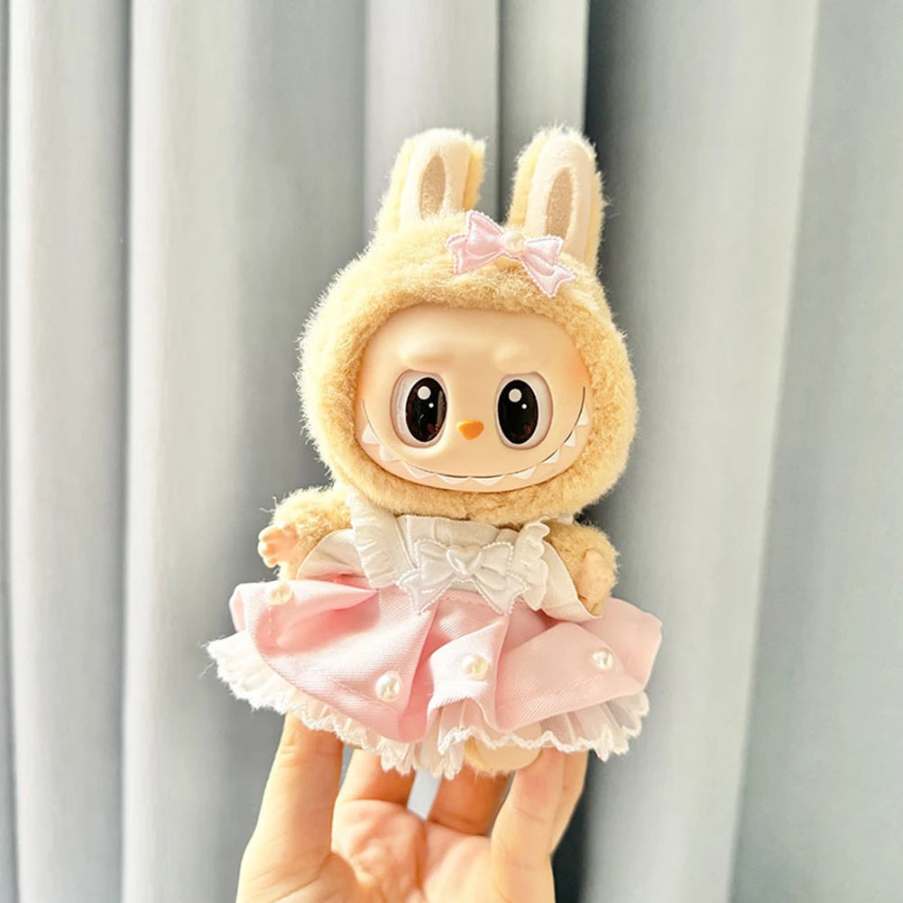 EZ Mini Plush Doll'S Clothes Outfit Accessories For Korea Kpop Exo Labubu Idol V1 V2 bubble overalls hat Clothing Gift