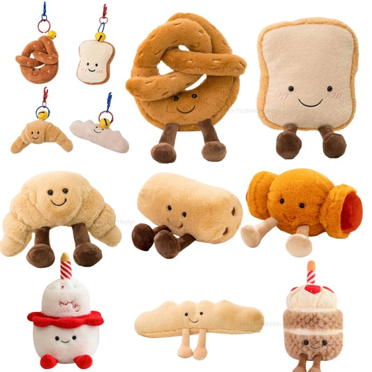 EZ New Cartoon Egg Stuffed Toy Expression Food Bread Toast Series Breakfast Doll Fun Decoration Pillow Baby Comfort Doll Xmas Gifts