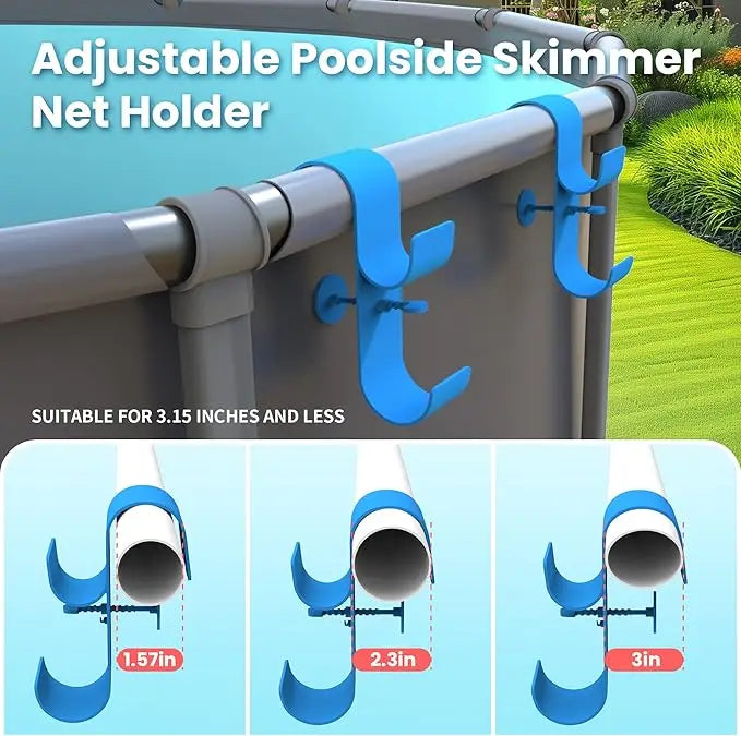 EZ Poolside Pool Leaf Skimmer Net Holder  Above Ground Pool Pole Hange Adjustable Telescopic Swimming Pole Hooks  Accessories