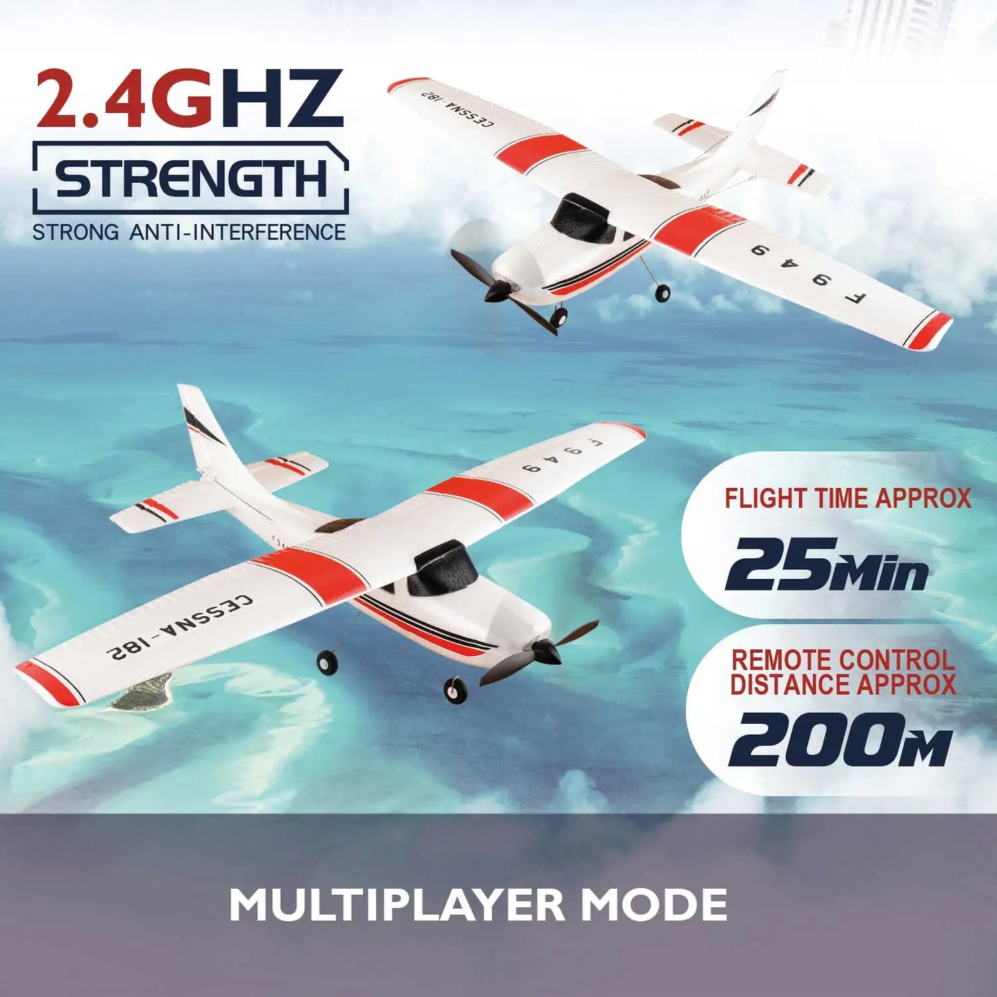 EZ WLtoys 2.4G F949 LCD Version RC Airplane Cessna 182 3D6G 3Ch Fixed Wing Plane Outdoor Drone RTF With Gyroscope And Night