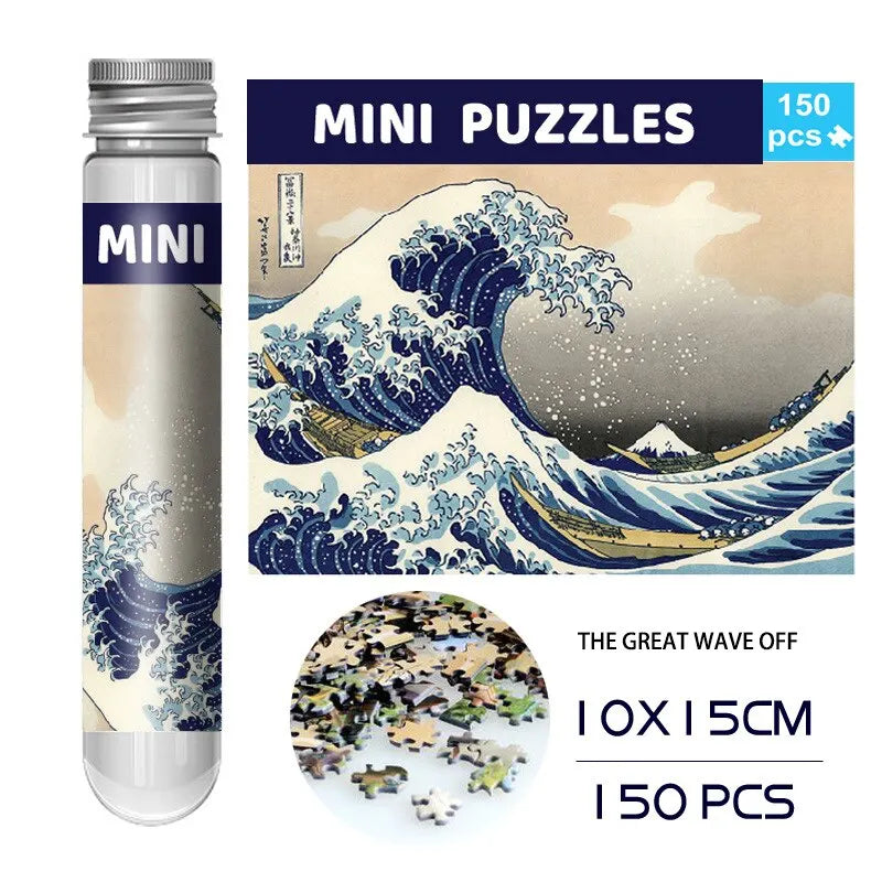 EZ 150pcs Jigsaw Puzzle Test Tube Van Gogh Sunflower Japan The Great Wave Off Kanagawa Famous Oil Paintings Puzzle Christmas Gift