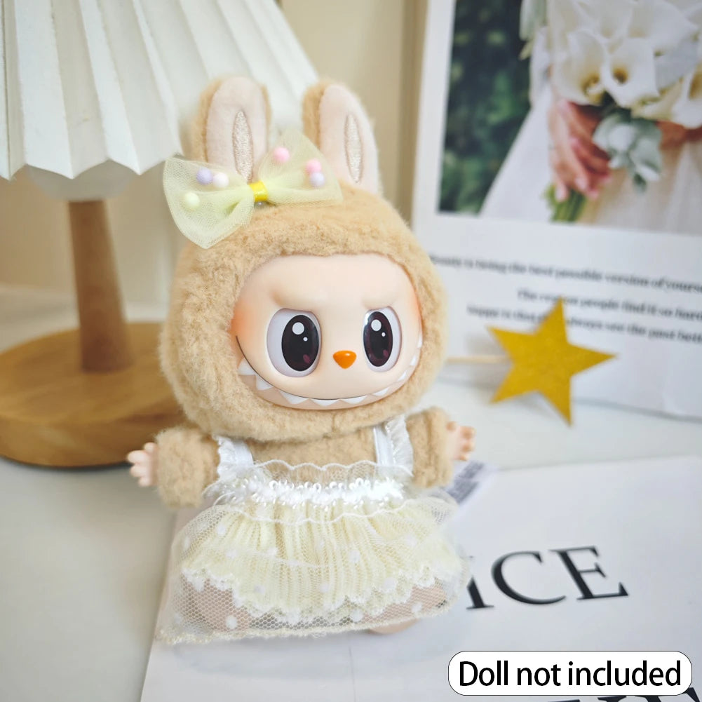 EZ For 17cm Labubu V2 V1 Purple Dress Doll Clothes Outfit Accessories Idol Doll Clothing for Kid Gift Labubu Ropa