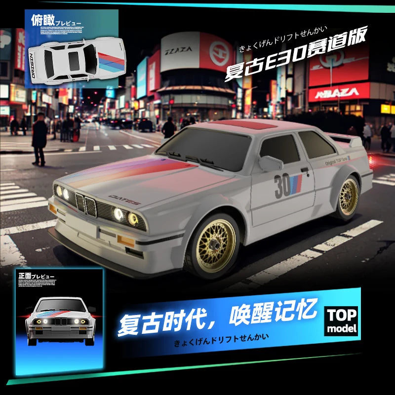 EZ 1/16 Proportion remote control car 4×4 2.4Ｇ high speed Drift Racing Lithium battery charging Retro BMW Light car model　