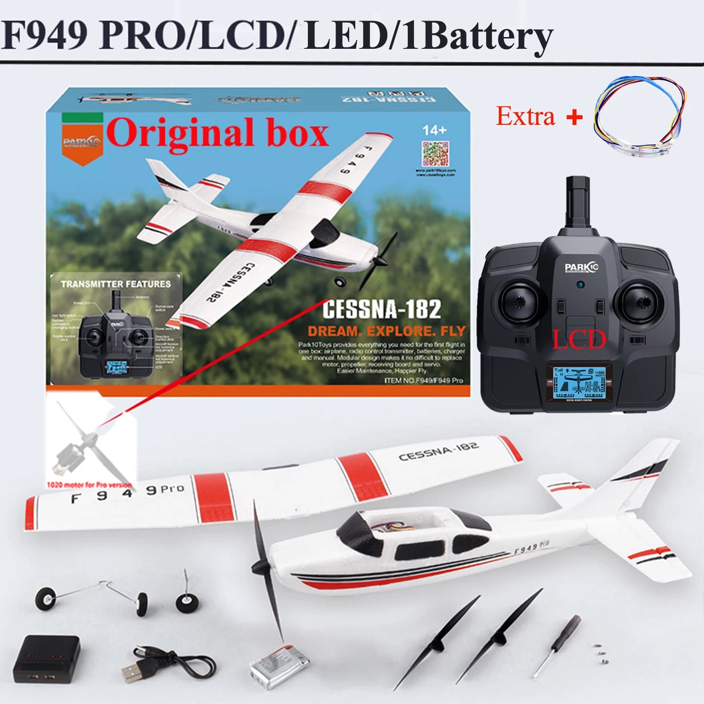 EZ WLtoys 2.4G F949 LCD Version RC Airplane Cessna 182 3D6G 3Ch Fixed Wing Plane Outdoor Drone RTF With Gyroscope And Night
