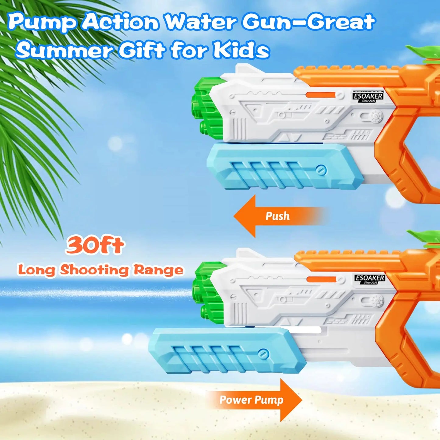 EZ 600cc High Capacity Water Gun for Kids Adults Long Range Watergun Summer Water Blaster Toy Super Soaker for Swimming Pool Beach