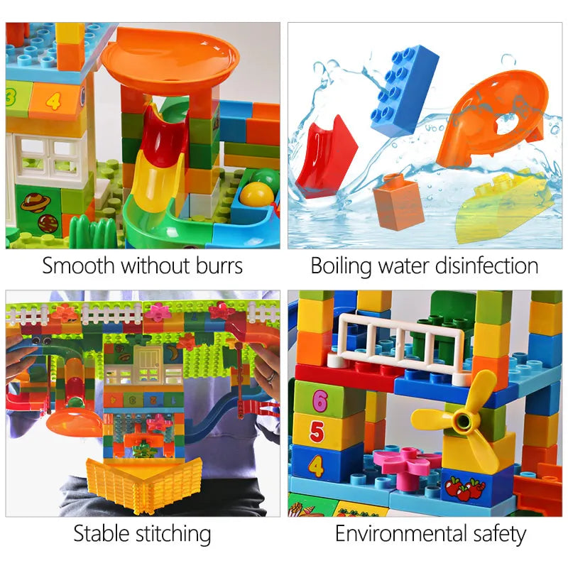 EZ 153PCS Big Particle Roof Blocks Compatible City House Big Size Slide Building Blocks Castle Brick Toys For Children