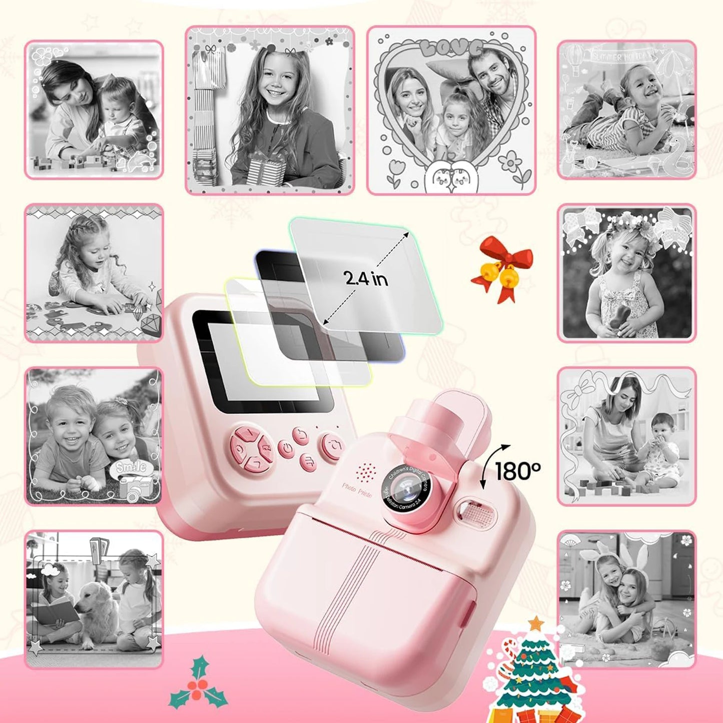 EZ Bluetooth Kids Camera Instant Print Photo 1080P Mini Toddler Camera for Boys Girls DIY Instant Print Toys With 32G SD Card