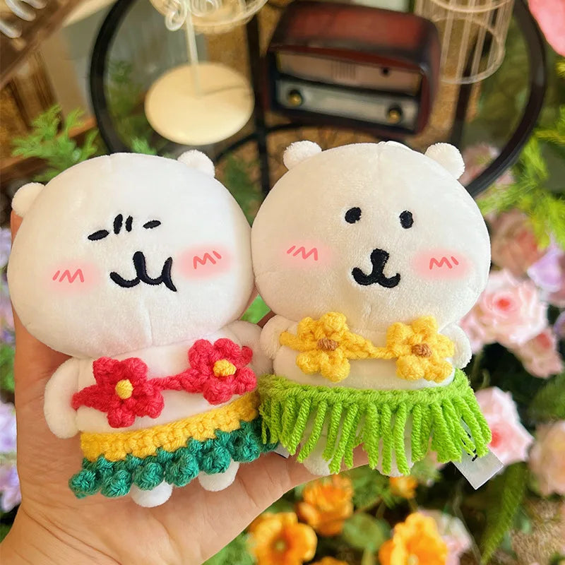 EZ Labubu Clothes 15/17cm V1 V2 V3 Doll Mini Plush Doll Hawaiian Style Bikini Grass Skirt Hair Band 3PCS/Pack Swimsuit Accessories