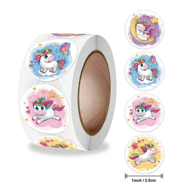 EZ 100-500pc Stickers Rolling Animal Roll Stickers Small Cute Game Sticker DIY Gift Sealing Label Decoration