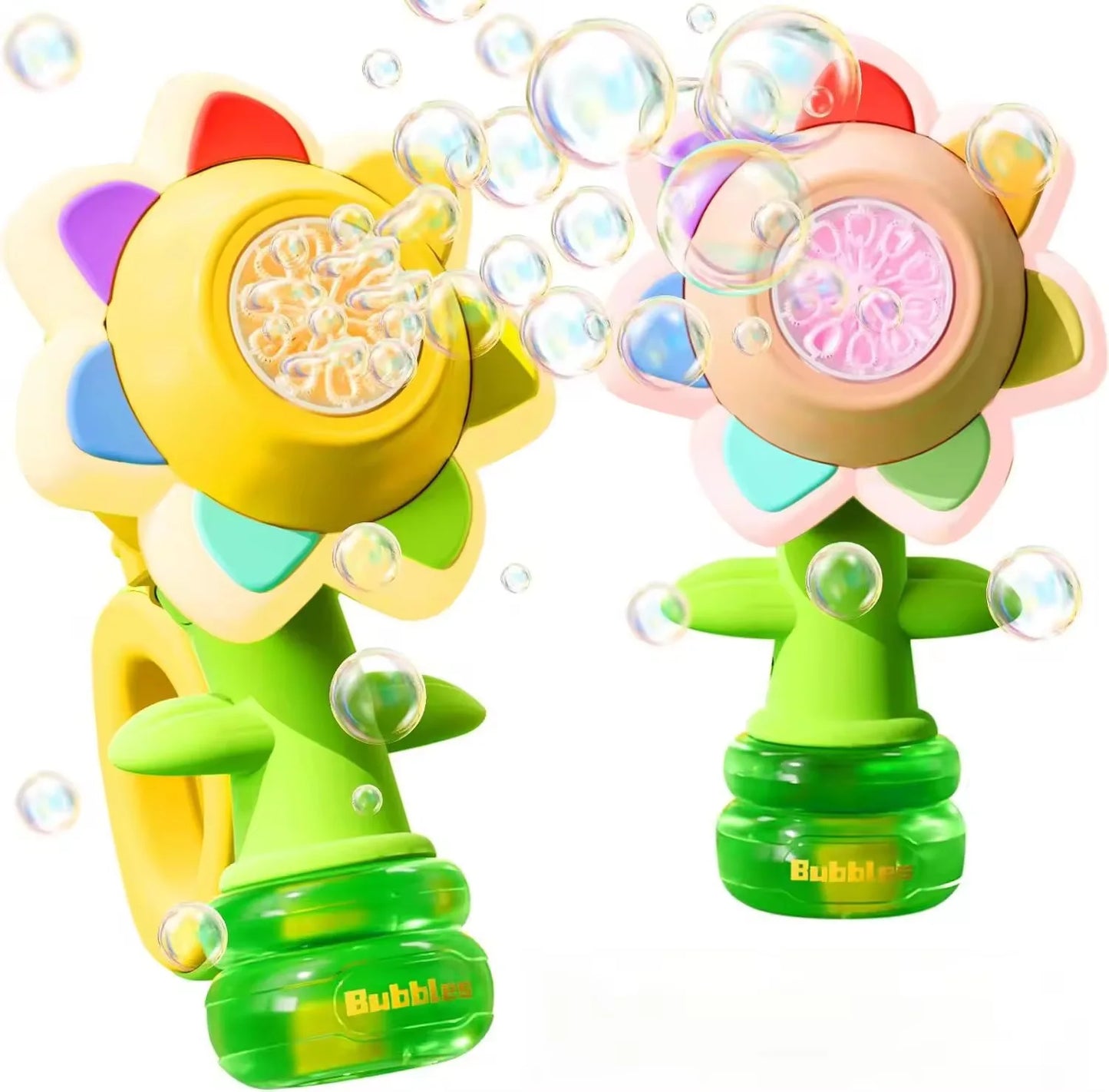EZ 3-speed Adjustment Sunflower Bubble Machine Adjustment Automatic Portable Blowing Bubble Bath Toy Night Light Birthday Party