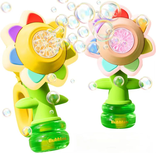 EZ 3-speed Adjustment Sunflower Bubble Machine Adjustment Automatic Portable Blowing Bubble Bath Toy Night Light Birthday Party