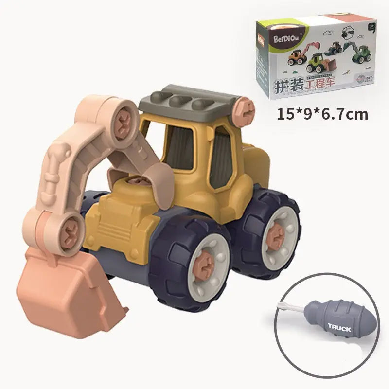 EZ Children Kid Disassembly DIY Nut Assembly Engineering Vehicle Excavator Free Screwdriver