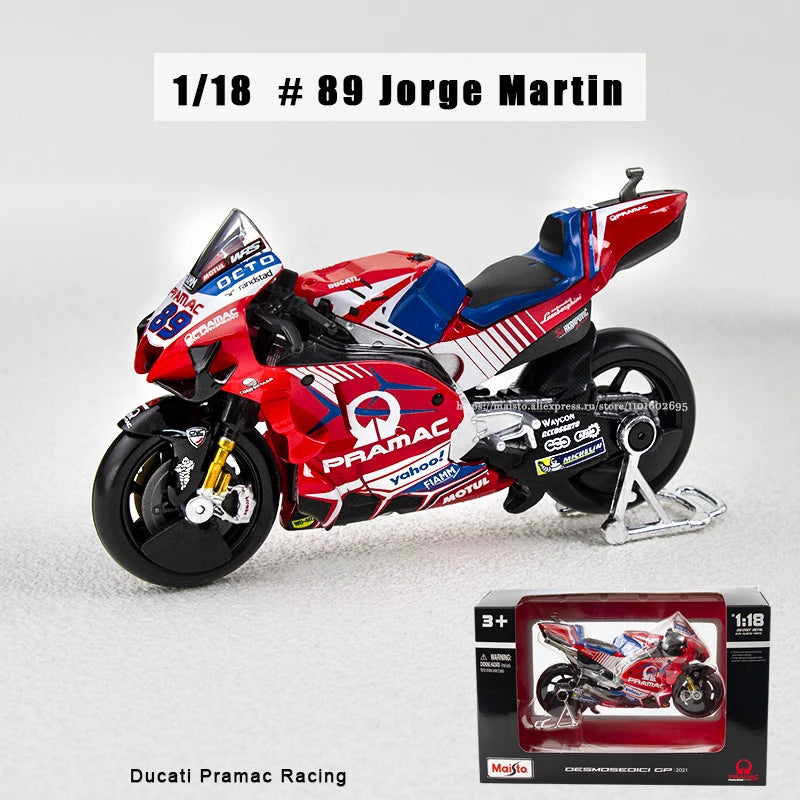 EZ Maisto 1:18 2022 Ducati Pramac Racing #5 Zarco #89 Martin Licensed Simulation Alloy Motorcycle Model Colle Yamaha