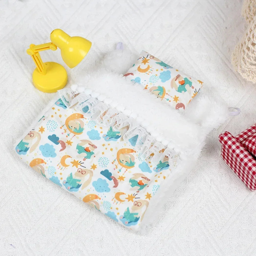 EZ Ropa Labubu For 15/17cm Labubu Doll Quilt and Pajama Set Three-piece Set Cosy Baby Bed Home Warmth Toy Girl Gift