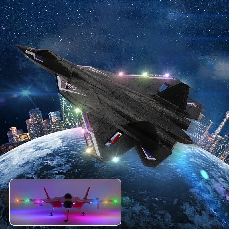 EZ RC Plane SU57 Radio Control Airplane Light Fixed Wing Hand Throwing Su30 Foam Electric Remote Control Plane Toys for Children